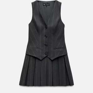Zara Charcoal Pinstripe Vest Dress
